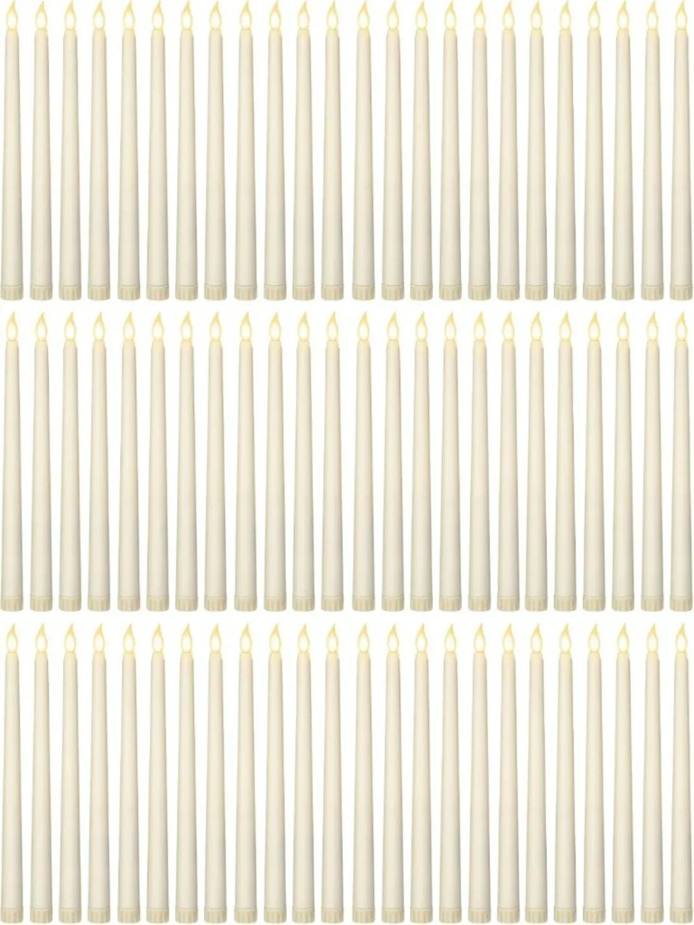 72 Pcs Ivory Flameless LED Taper Candles - 11 Inch Classic Bulk Set